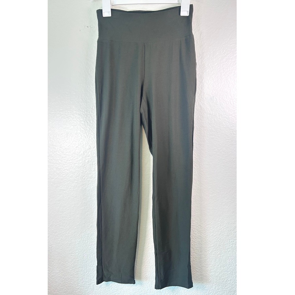 Eileen Fisher Effortless XXS Olive Green Stretch Crepe High Waist Slim Leg Pants